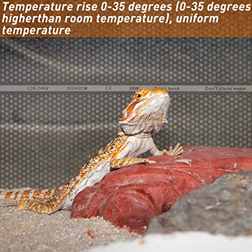 MOPOIN Heizmatte Terrarium, 20W Einstellbar Wärmematte Terrarium mit Temperaturregelung Reptile Wärmekissen für Reptilien Schildkröte Schlangen Eidechse Spinne (28 x 42 cm) - 5