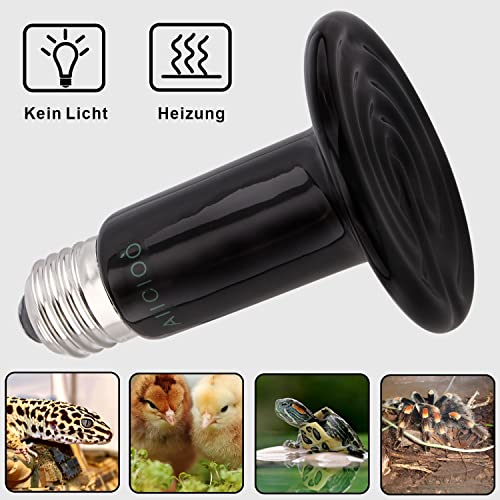 AIICIOO Terrarium Waermelampe Keramik Reptilien Wärmelampe Tiere für Eidechse/Bartagame/Hühner/SchlangeKein Licht um die Augen der Tiere zu Schützen 220V E27 (75W) - 5