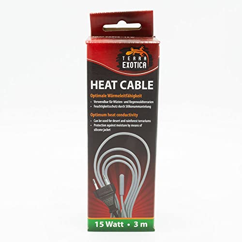 Terra Exotica Heizkabel - 15 Watt / 3 m Heat Cable - Bodenheizung für Terrarien - Terrarium Heizung - Silikonheizkabel für optimale Wärmeleitfähigkeit - 2