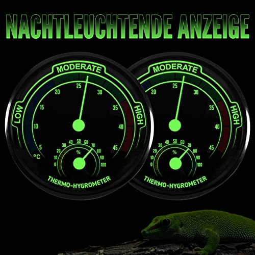 GUZZLO 2 Packungen 2 IN 1 Thermometer Hygrometer Terrarium, Keine Batterie Erforderlich Temperatur und Feuchtigkeits Monitor im Terrarien Tank - 5