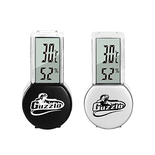 GUZZLO 2 Packungen Reptilien Terrarium Thermometer Hygrometer, Digitales Thermo Hygrometer, Wasserdichtes Saugkraft-Thermometer,Leicht Ablesbar - 2