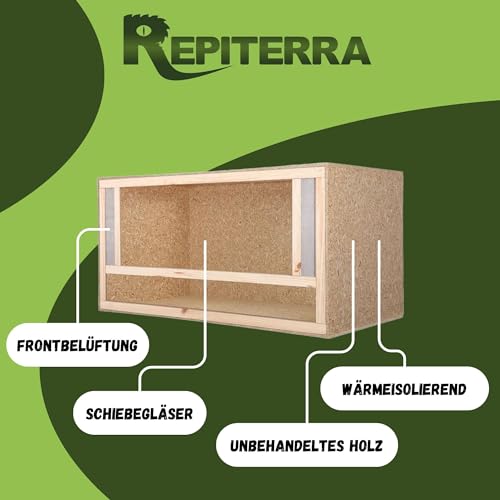 REPITERRA Holzterrarium für Reptilien & Amphibien, Terrarium mit Frontbelüftung 100x60x60 cm - 2