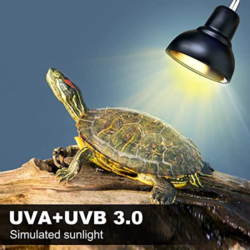 PewinGo Schildkröte Wärmelampe, Wärmespotlampe für Aquarium Reptil mit 2 UVA UVB Basking Spot Glühbirnen und 360°Schwenkklemme für Schildkröte, Schlange, Eidechse, Kakadu, Chamäleon usw - 7