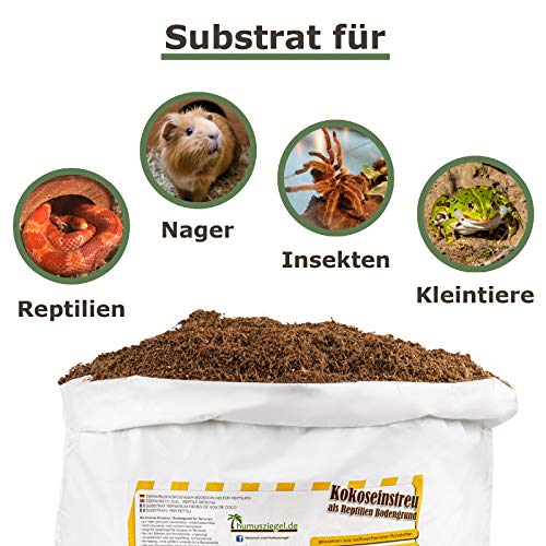 Humusziegel - Terrariensubstrat - natürliches Substrat - lose Kokoserde trocken - 20 L Sack - Bodensubstrat - Terrarium Erde für Reptilien - 3