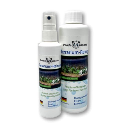 PandaCleaner Terrarium-Reiniger/Terrarienreiniger für Terrarienscheiben, Terrarienglas – Terrariumglasreiniger – 350ml- Sprühflasche + Nachfüllflasche - 2