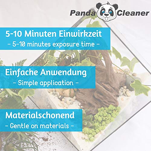 PandaCleaner Terrarium-Reiniger/Terrarienreiniger für Terrarienscheiben, Terrarienglas - Terrariumglasreiniger - 350ml- Sprühflasche + Nachfüllflasche - 6