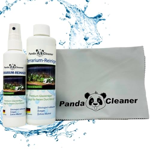 PandaCleaner Terrarium-Reiniger/Terrarienreiniger für Terrarienscheiben, Terrarienglas – Terrariumglasreiniger – 350ml- Sprühflasche + Nachfüllflasche - 8
