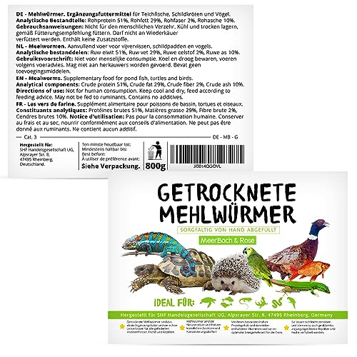 Mehlwürmer getrocknet, 800g (entspricht 5 L) getrocknete Mehlwürmer im praktischen Eimer, proteinreicher Snack für Wildvögel, Fische, Reptilien und Nager - 7