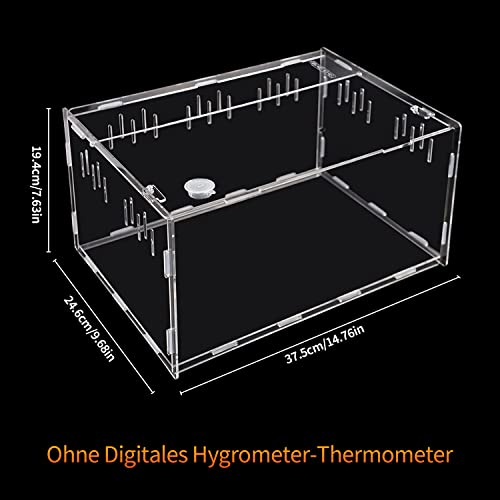 aleawol Extra Groß Acryl Terrarium Reptile Fütterungsbox 38 x 25 x 19cm, Transparent Reptilienzuchtbox Reptilien Box, Terrarium Transportbox für Spinne Eidechse Skorpion Tausendfüßler Gehörnter Frosch - 3