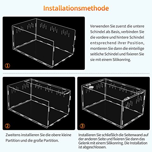 aleawol Extra Groß Acryl Terrarium Reptile Fütterungsbox 38 x 25 x 19cm, Transparent Reptilienzuchtbox Reptilien Box, Terrarium Transportbox für Spinne Eidechse Skorpion Tausendfüßler Gehörnter Frosch - 4