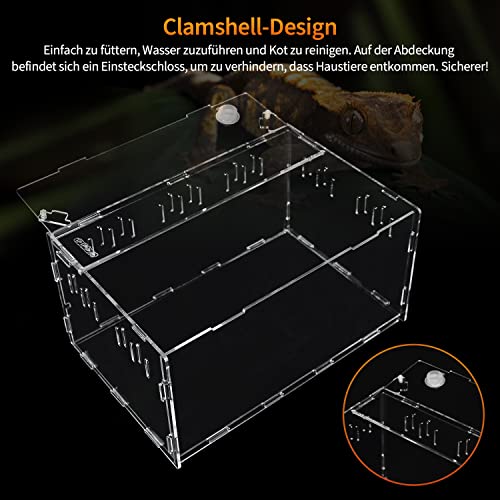 aleawol Extra Groß Acryl Terrarium Reptile Fütterungsbox 38 x 25 x 19cm, Transparent Reptilienzuchtbox Reptilien Box, Terrarium Transportbox für Spinne Eidechse Skorpion Tausendfüßler Gehörnter Frosch - 5