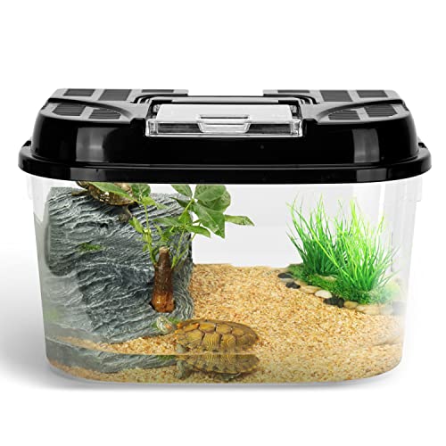 Nobleza – Transparent Kunststoff Faunarium Reptilienbehälter Transport und Fütterungsbox für Reptilien-Spinne Eidechse Frosch Cricket Turtle Crab Snack, S/M/L/XL/XXL (M(22.4 * 15.3 * 15.3cm)) - 7