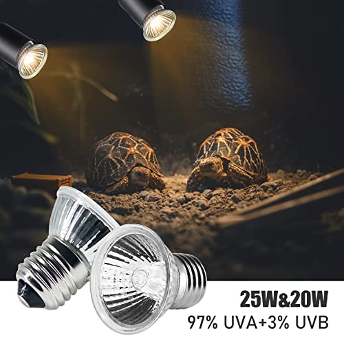 testyu Doppelende Schildkröte Wärmelampe, 25W+50W Reptilien Heizlampe E27, UVA+UVB Terrarium Wärmespotlampe mit 2 Basking Spot Glühbirnen für Eidechse, Schildkröte, Kakadu, Schlange, Chamäleon Usw - 6