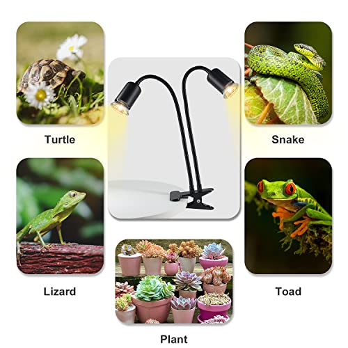 testyu Doppelende Schildkröte Wärmelampe, 25W+50W Reptilien Heizlampe E27, UVA+UVB Terrarium Wärmespotlampe mit 2 Basking Spot Glühbirnen für Eidechse, Schildkröte, Kakadu, Schlange, Chamäleon Usw - 6