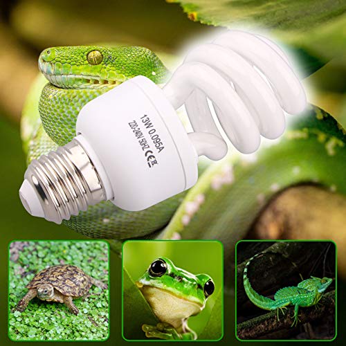 AIICIOO 5.0 15W UVB Lampe Terrarium UVB Compact Lampe für Reptil Schildkröte Eidechse Sukkulenten Förderung der D3-Synthese Hilfe Erhöhen Sie die Kalziumabsorption E27 220-240V - 6