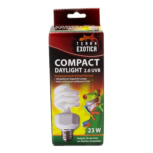 Terra Exotica Compact Daylight 2.0 UVB - 23 Watt Energiesparlampe - Auswahl zwischen 2.0, 5.0, 8.0 und 10.0 UVB Lampen für Ihr Terrarium - Tageslichtlampe für Ihr Terrarium - 3