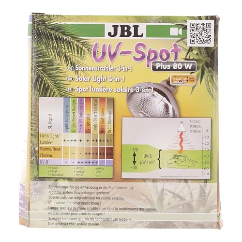 JBL UV-Spot plus 61834 UV-Spotstrahler mit Tageslichtspektrum Licht UV-B Wärme, E27, 80 W - 8