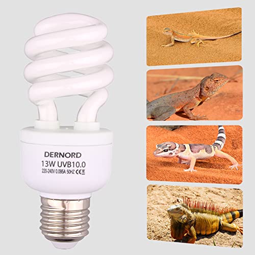 DERNORD UV Lampe Terrarium - UVB und UVA Light Bulb Tiere Kompaktlampe für Wellensittich Leopardgecko Schildkröten Wärmelampe 10.0 13 Watt - 6