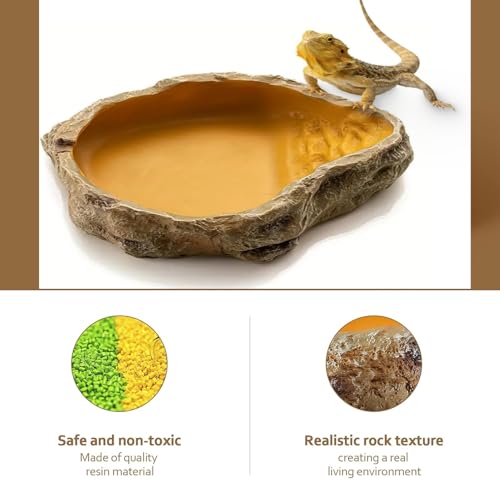 MUYYIKA Wasserschale Terrarium, Schildkröten Zubehör, Reptilien Wasserschale, Futterschale, Terrarium Trinkschale, Wassernapf, Schale, Zubehör für Schlange, Schildkröte, Gecko - 6